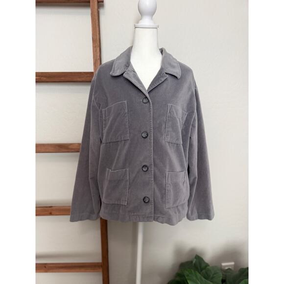White Stag Jackets & Blazers - White Stag - Gray Button-Up “velvet like” Utility Jacket – Size M